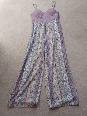 Sleeveless Lavender Boho Wide-Leg Jumpsuit
